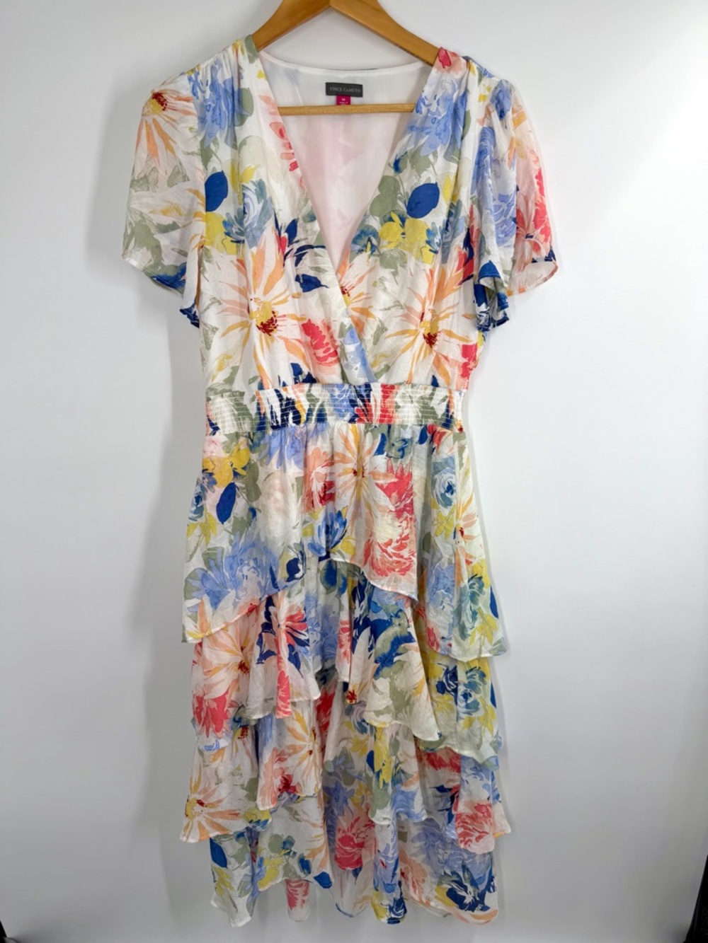 Vince Camuto Floral 4 Tiered Layered High-Low Asymmetric Dress